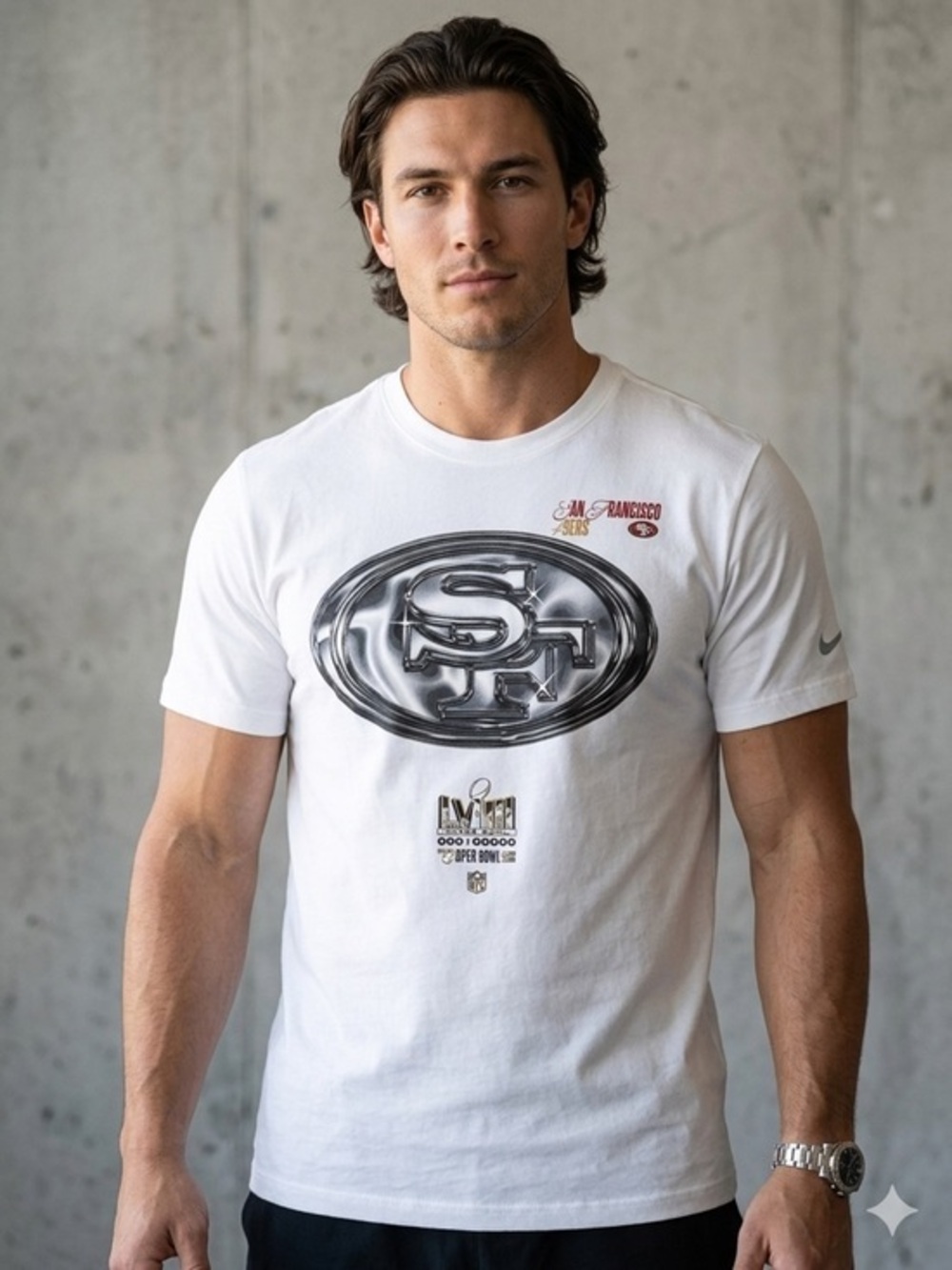 Nike White Short-Sleeve San Francisco 49ers Metallic Logo Tee